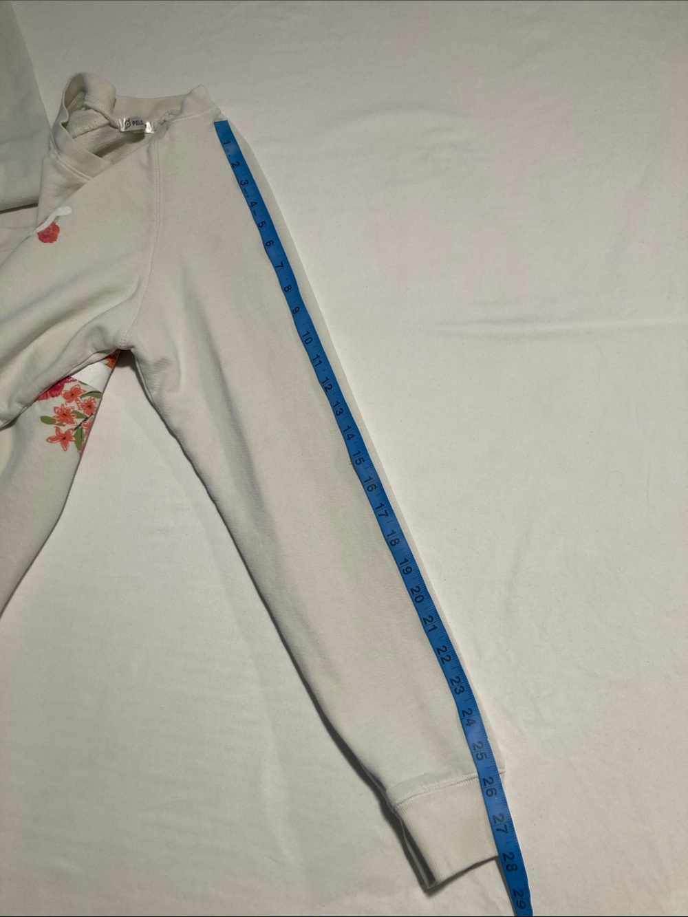 Peloton Cream Crewneck Sweatshirt with Yellow Sleeve Logo - Picture 8 of 9